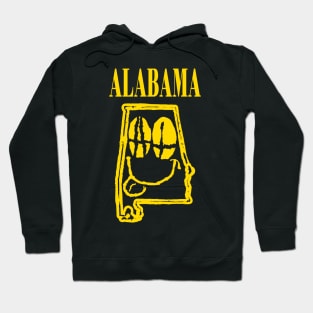 Alabama Grunge Smiling Face Black Background Hoodie